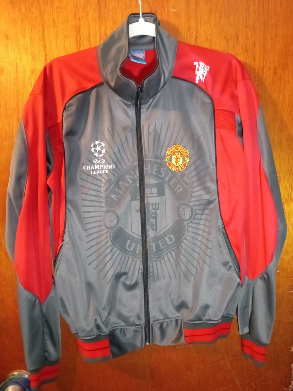 Men's Manchester United Gray and Red Track Jacket